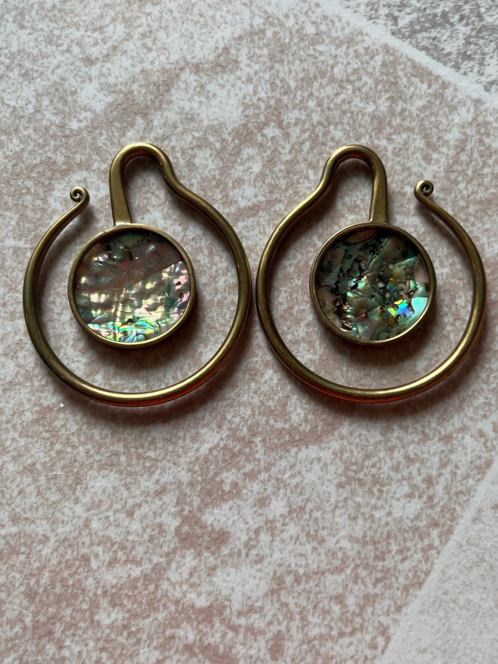 Brass and abalone Ear Hangers - Picture 4 of 4